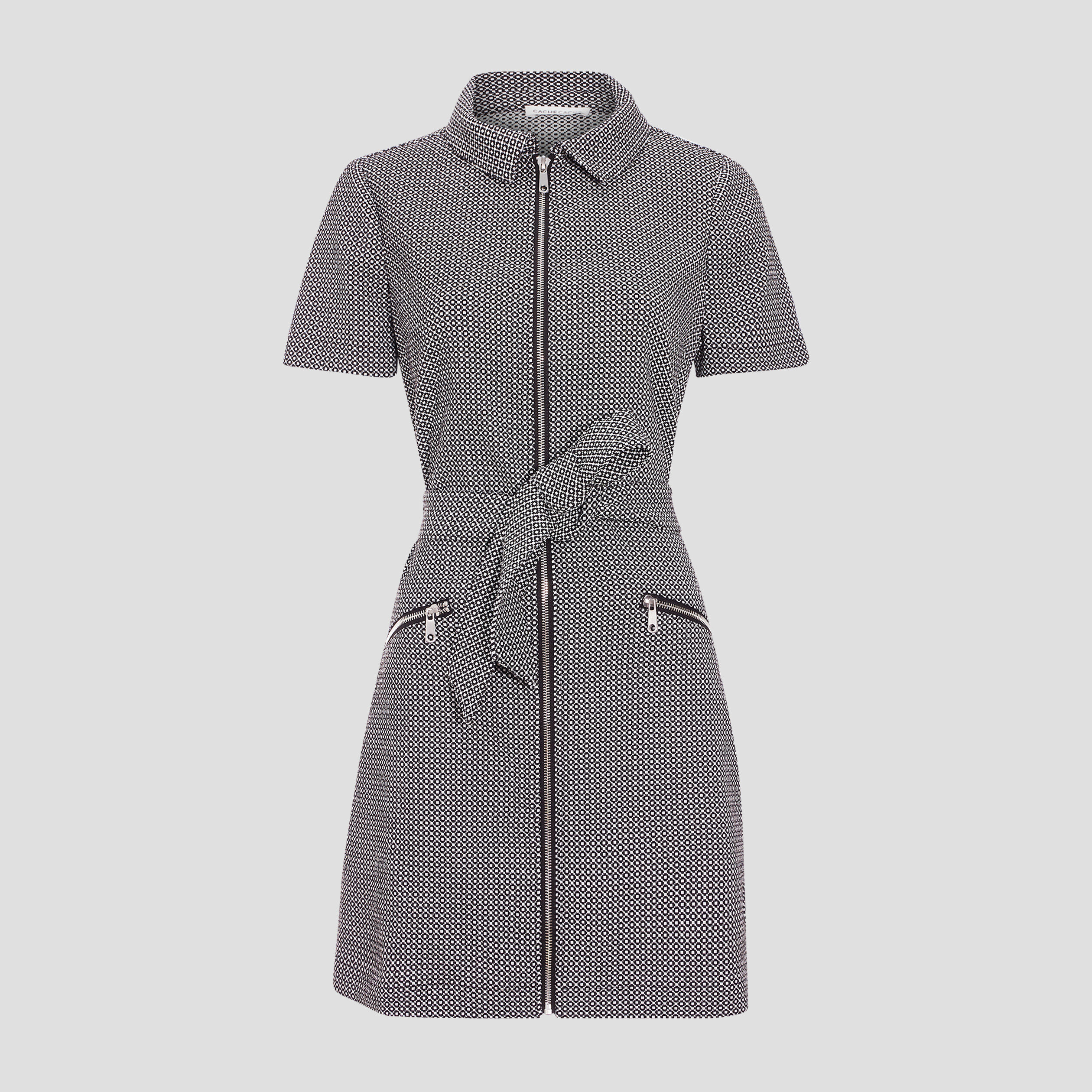 Robe trapèze ceinturée noir femme | Cache Cache
