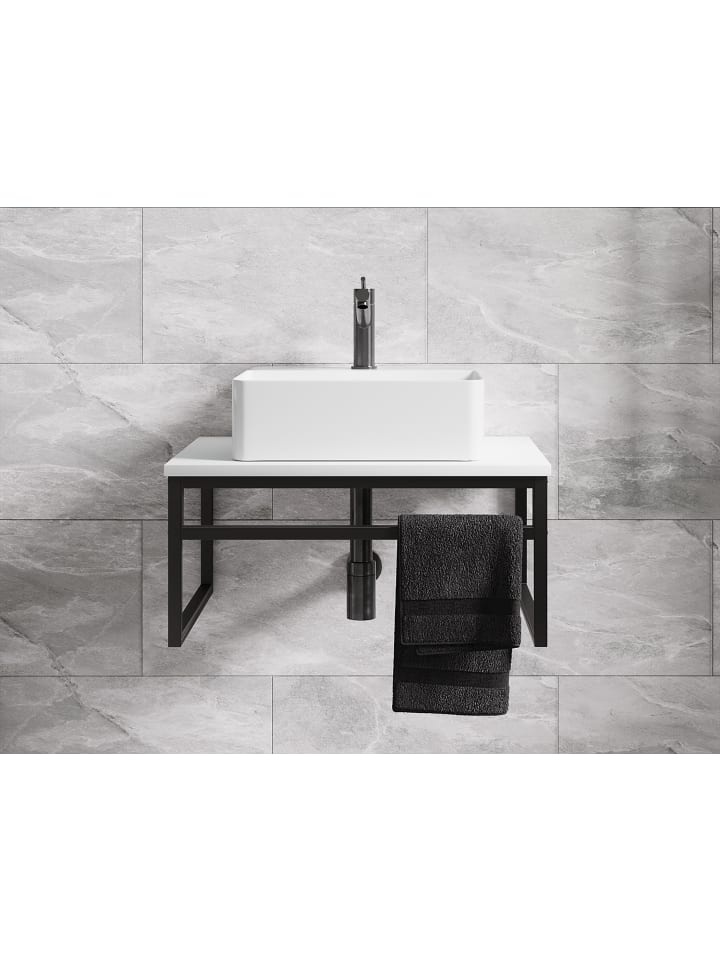 VCM  2-tlg. Waschplatz Waschtisch Waschbecken Bitila 60 in Schwarz / Weiß günstig kaufen onesize