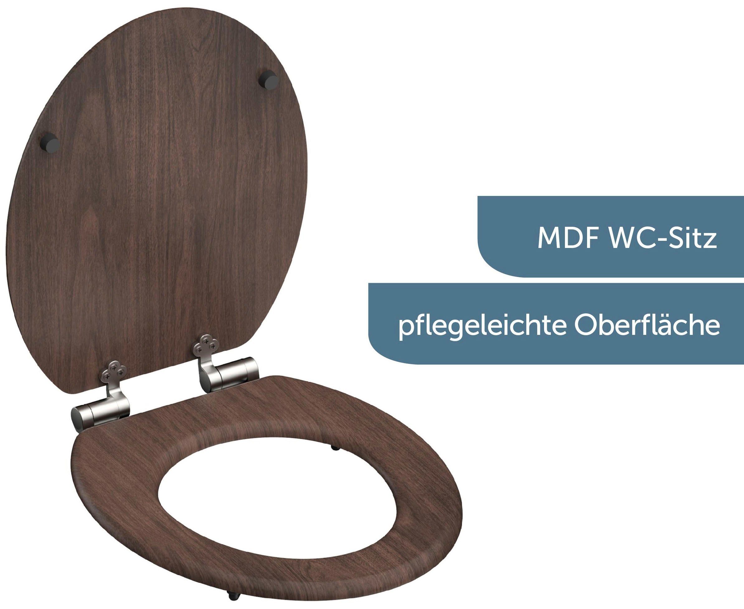 Schütte WC-Sitz DARK WOOD, mit Absenkautomatik und MDF-Holzkern