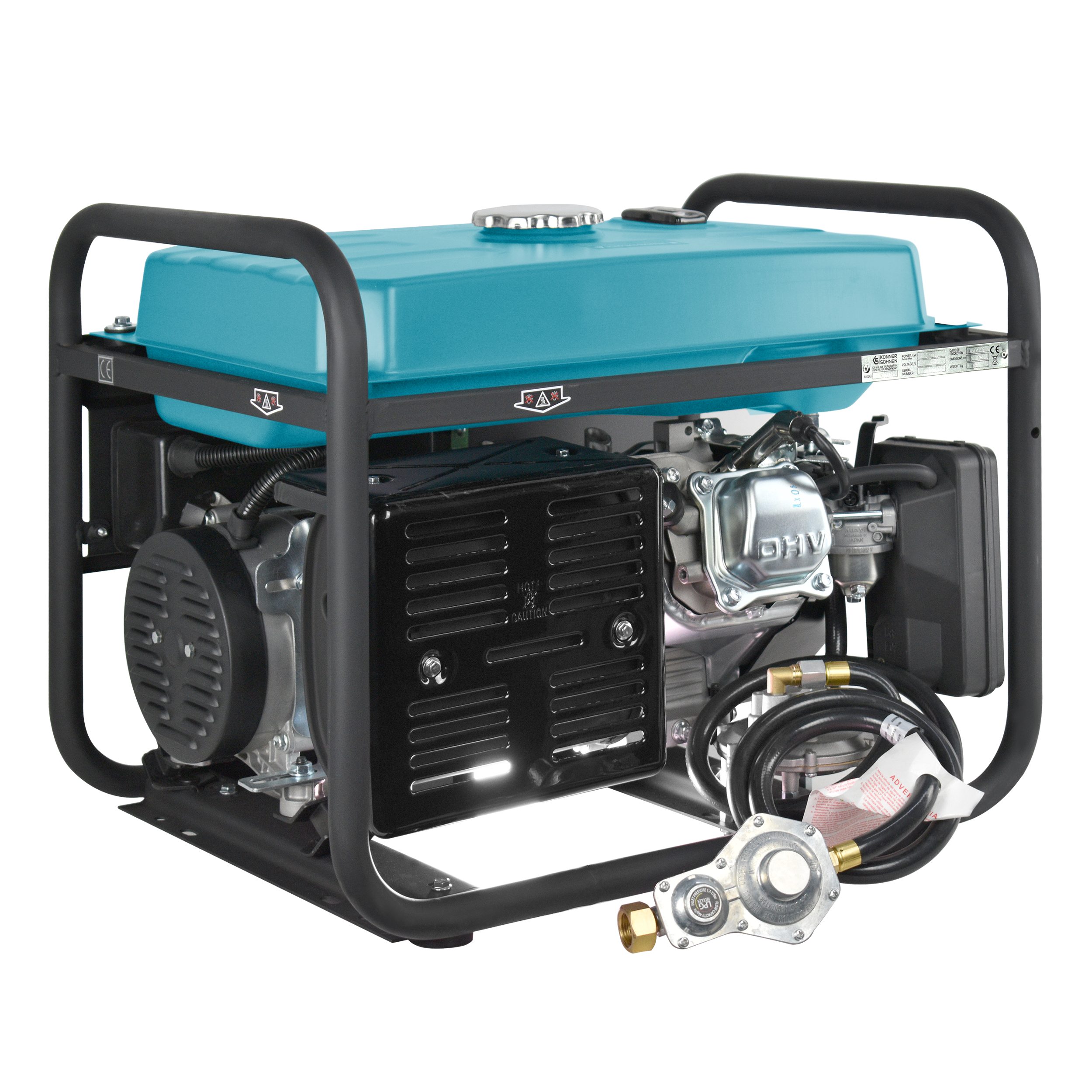 Könner & Söhnen Stromerzeuger KS 5000E G, 4,50 in kW, (1-tlg), Hand-/Elektroanlass, 2x16A, 12 V, automatischer Spannungsregler (AVR)