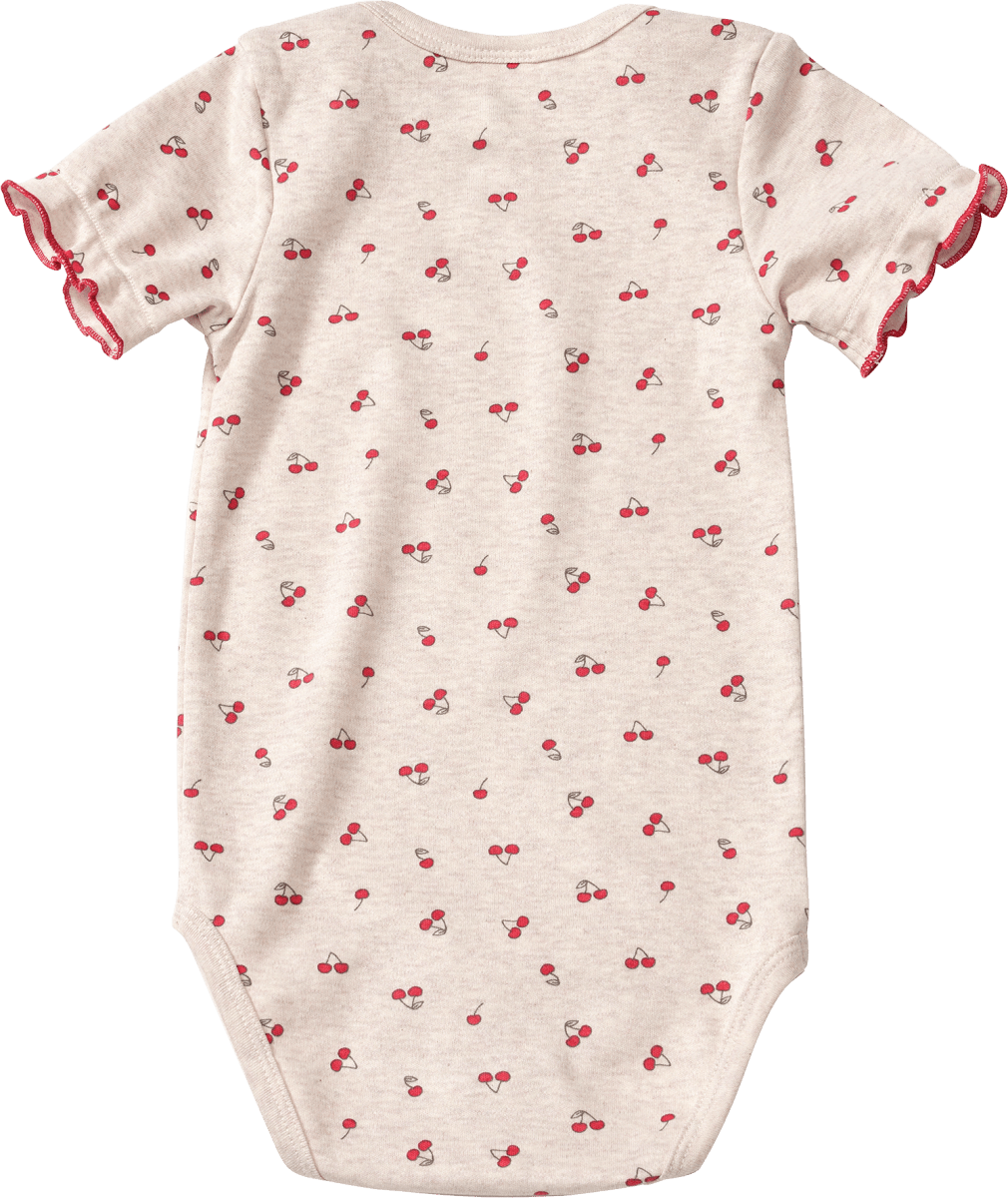 Body Kurzarm mit Kirschen-Muster, beige, Gr. 74/80, 1 St