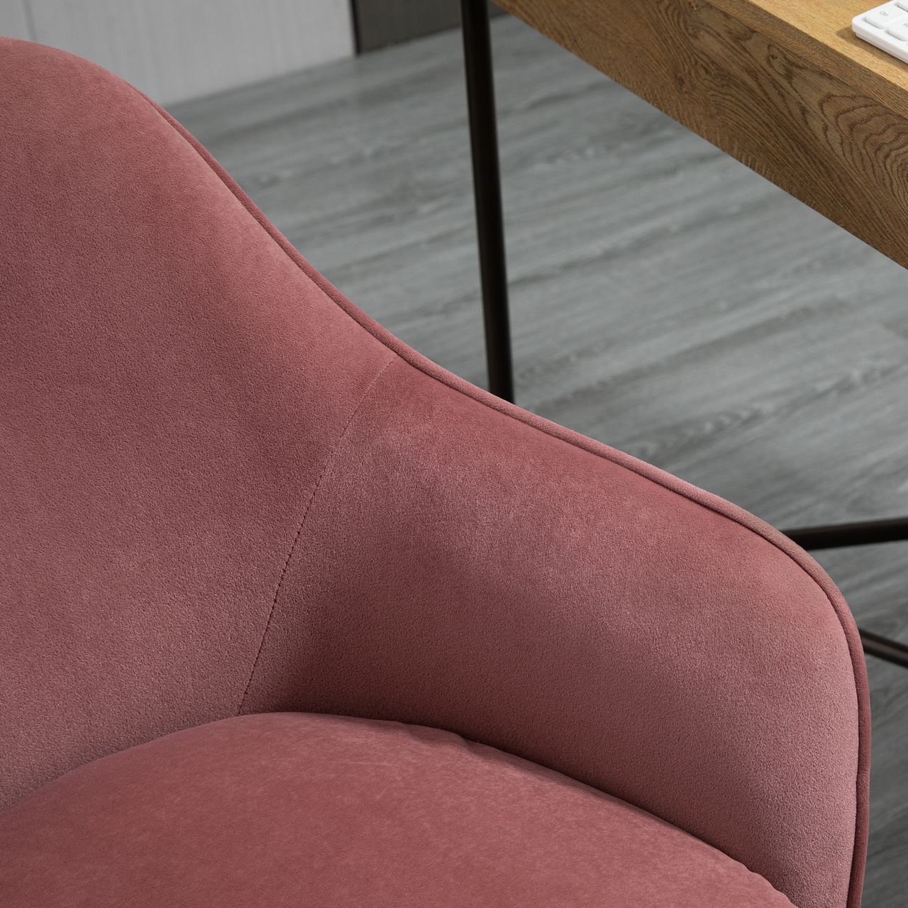 Vinsetto Bürostuhl mit Wippenfunktion Samt-Touch-Polyester Nylon Rot 61 x 59 x 80,5-90,5 cm