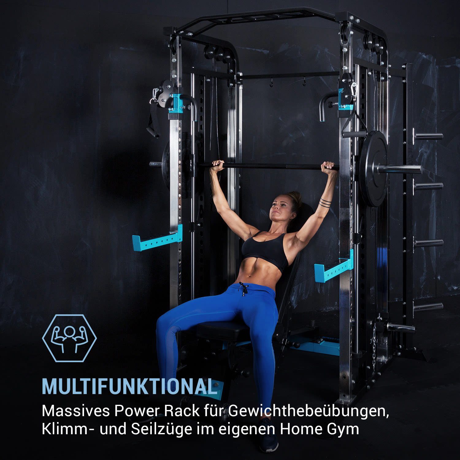 Capital Sports Multipresse Amazor M, (Set, zwei Hantelstangenaufnahmen), Kraft training Home Gym Kraftstationen Multi-Gym Fitness