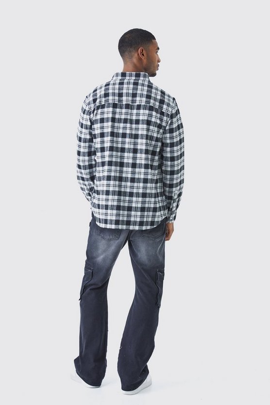 Tall langärmliges kariertes Overshirt