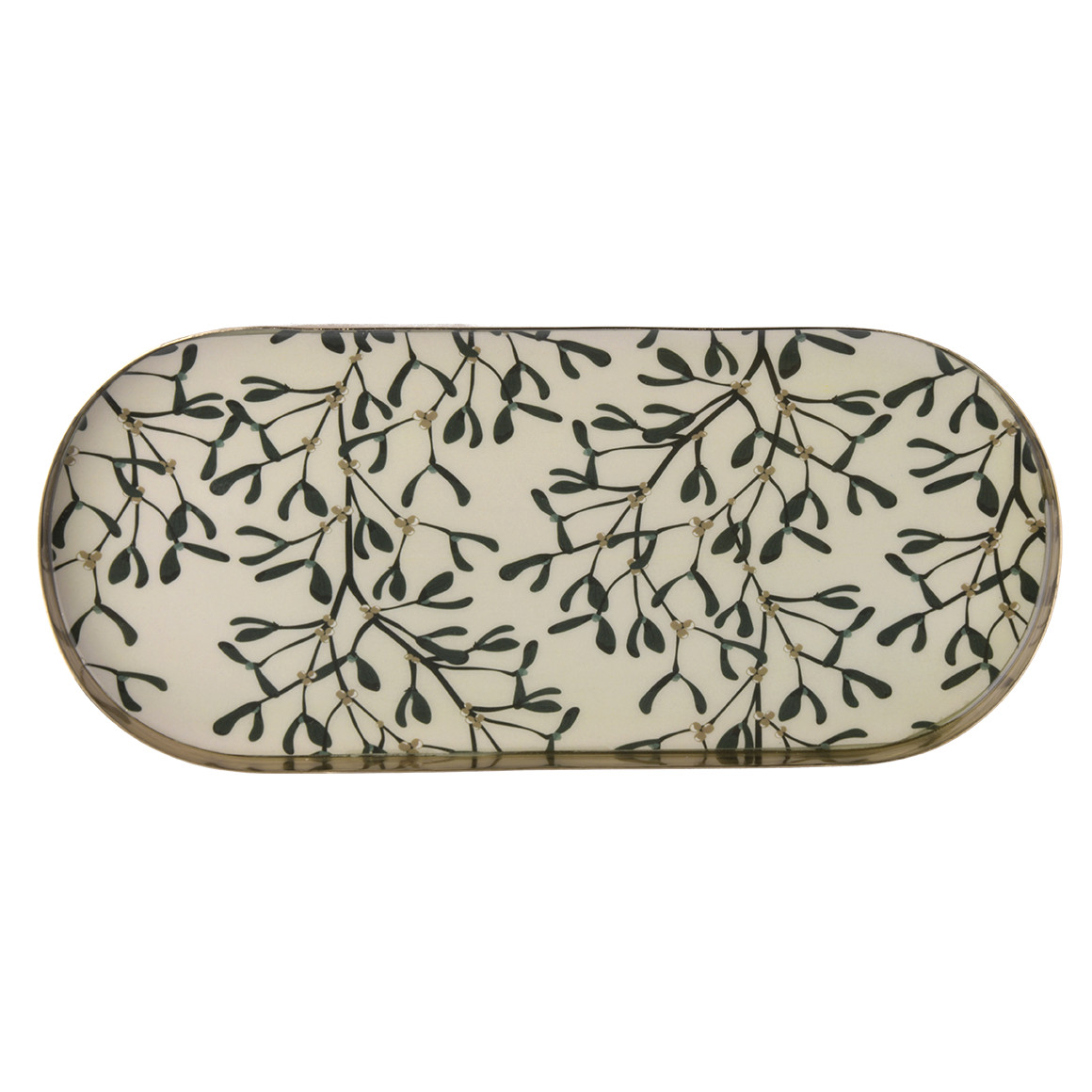 Deko-Tablett mit Mistelzweig-Motiv