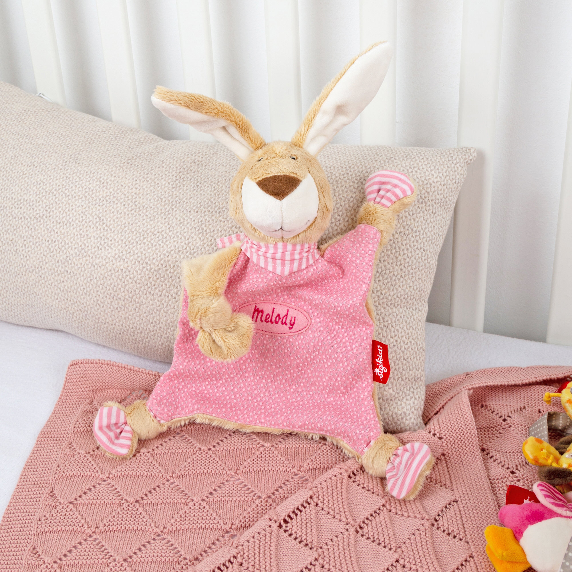 Namensschnuffeltuch Hase rosa