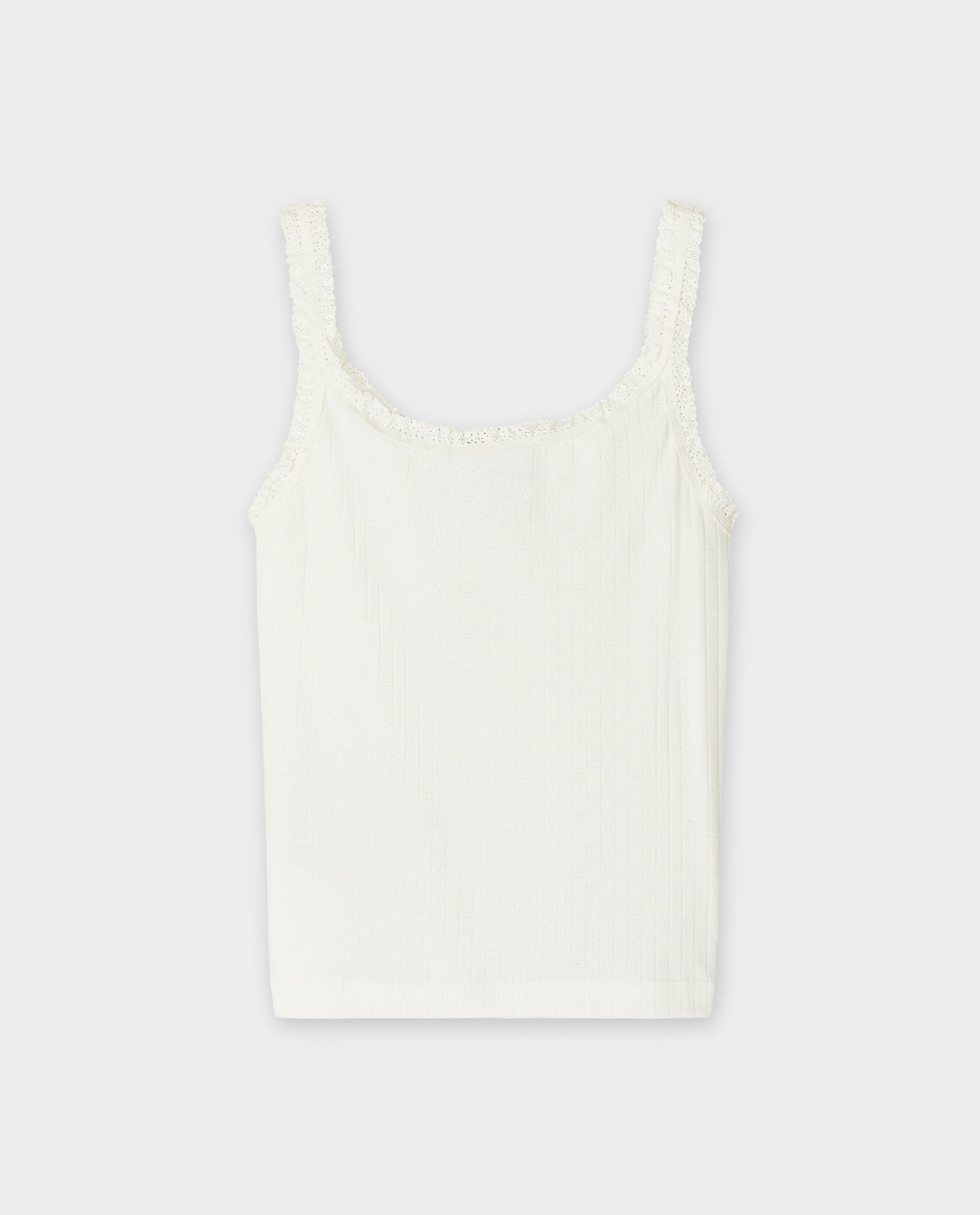 Top Grunt cu broderie albă