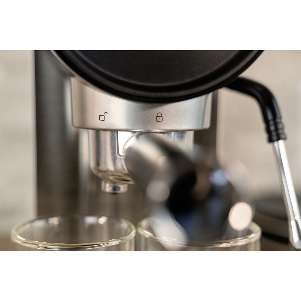 Unold Espressomaschine Unold Piccopresso Espressomaschine mit Siebträger Edelstahl, Schwarz 1
