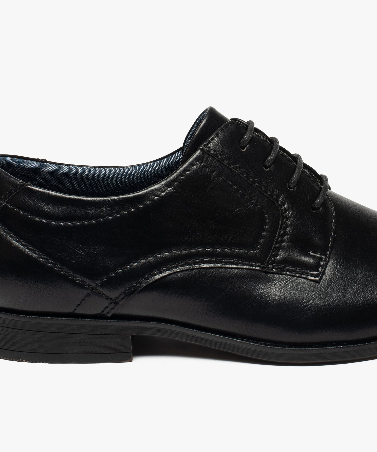 Derbies homme unis à bout carré noir | GEMO