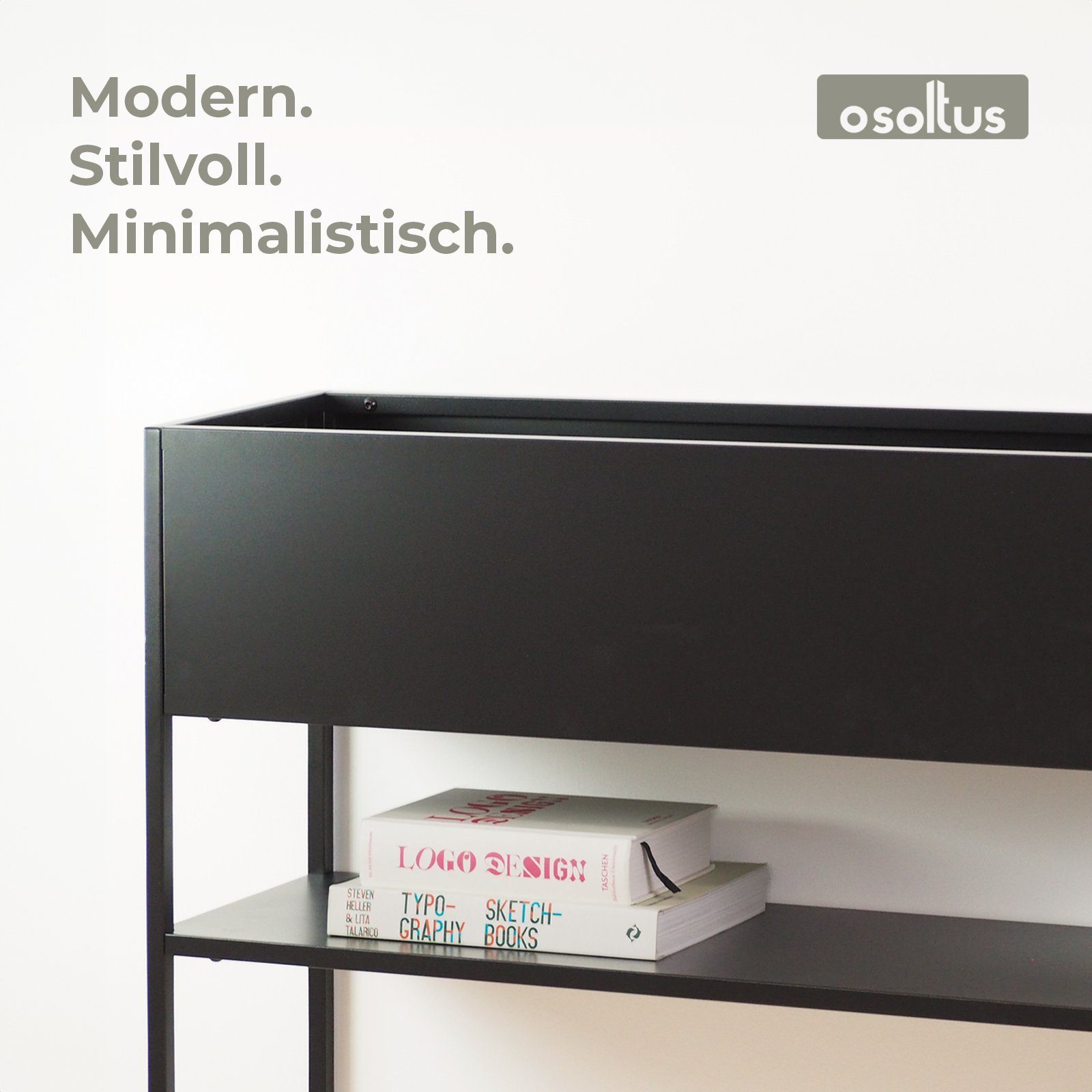 osoltus Raumteiler osoltus Pflanzkasten Raumteiler cube black schwarz Konsole 80cm