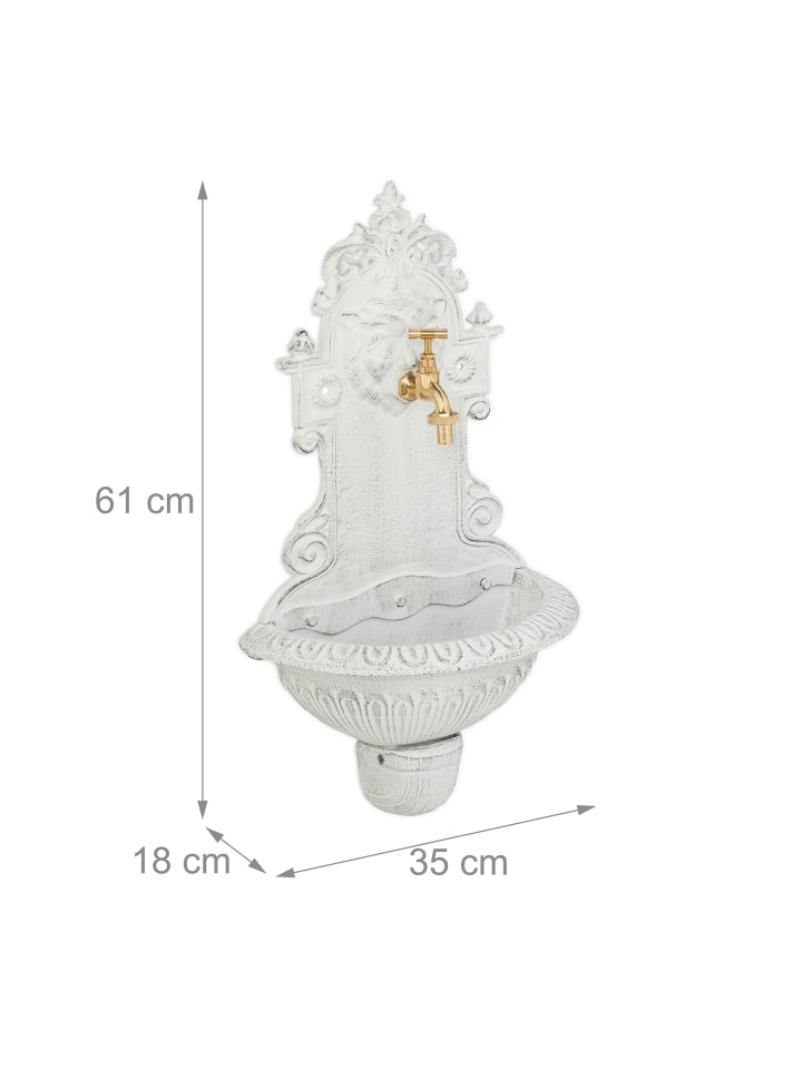 relaxdays Wandbrunnen in Weiß - (B)35 x (H)61 x (T)18 cm günstig kaufen onesize