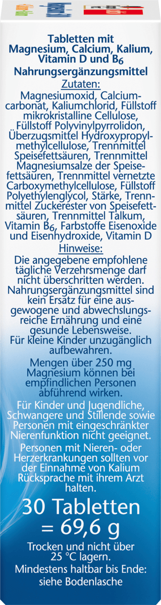Magnesium 500 + Calcium + Kalium Tabletten (30 Stück), 69,6 g