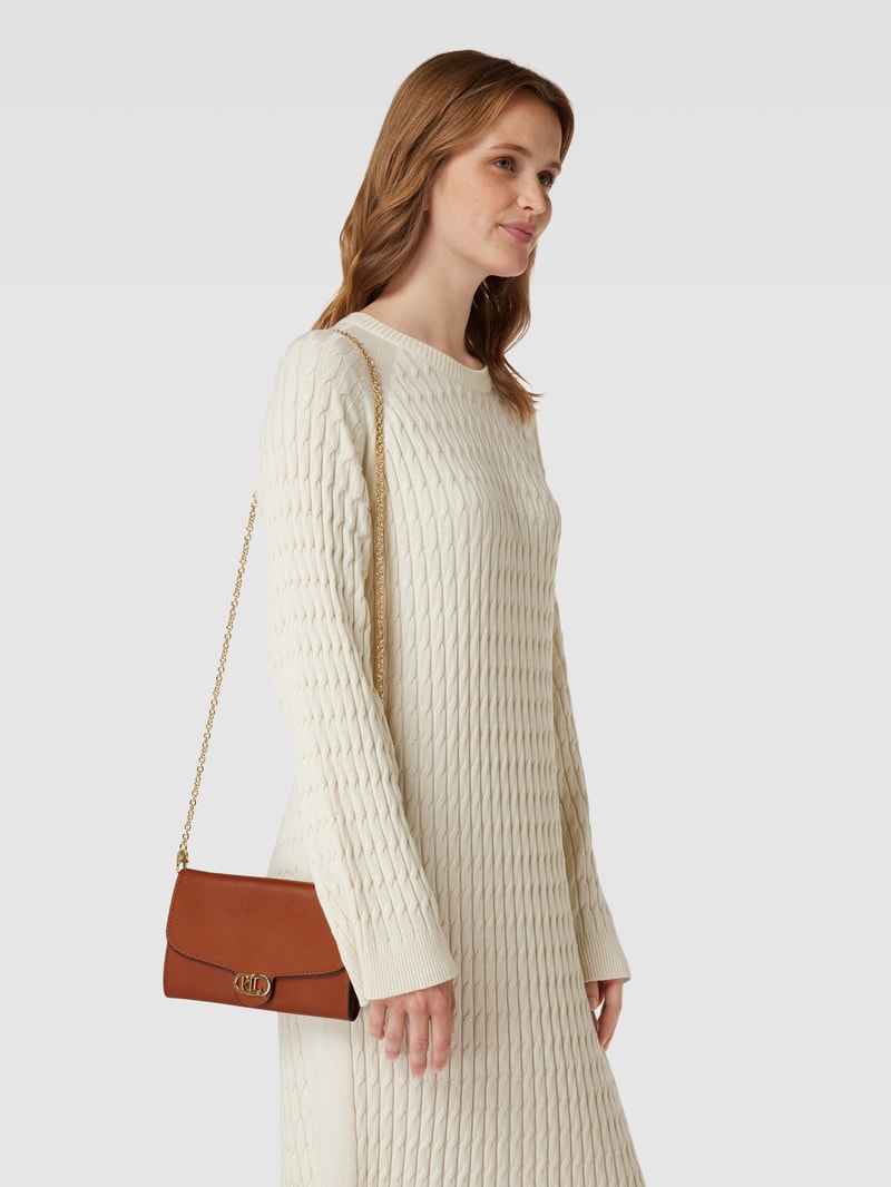 Crossbody Bag mit Label-Applikation Modell 'ADAIR' in cognac