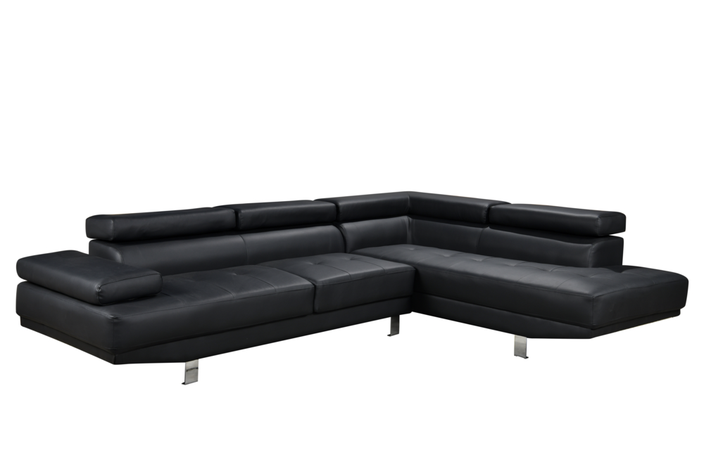 Happy Home Happy Home Ecksofa mit verstellbare Kopf- und Arm-Funktionen HSP108-SCH schwarz Lederoptik
