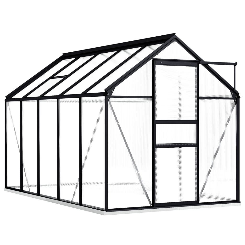 vidaXL Gewächshaus Gewächshaus mit Fundament Anthrazit Aluminium