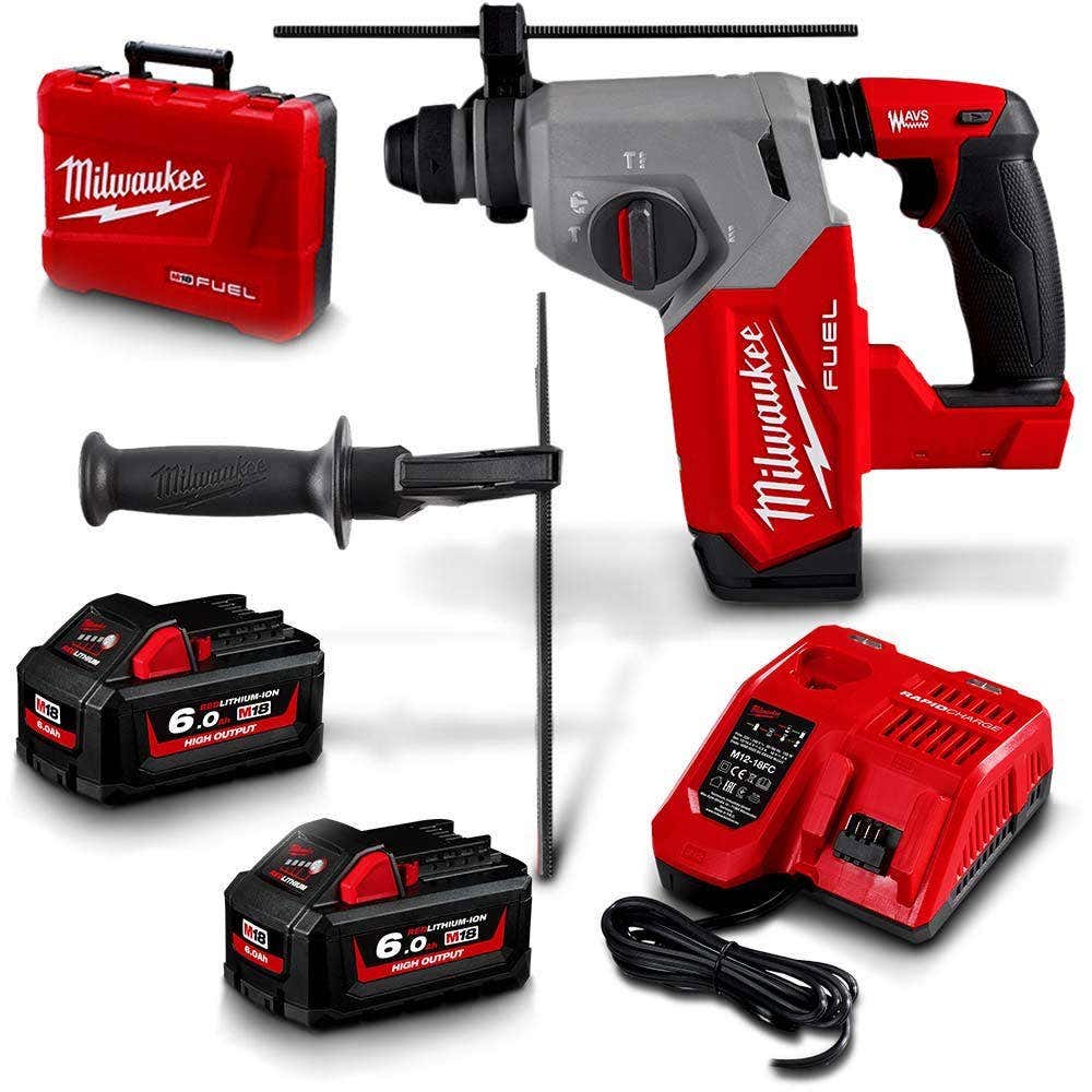 MILWAUKEE 18V FUEL™ 2 x 6.0Ah 26mm SDS Plus Rotary Hammer Kit M18FH-602C