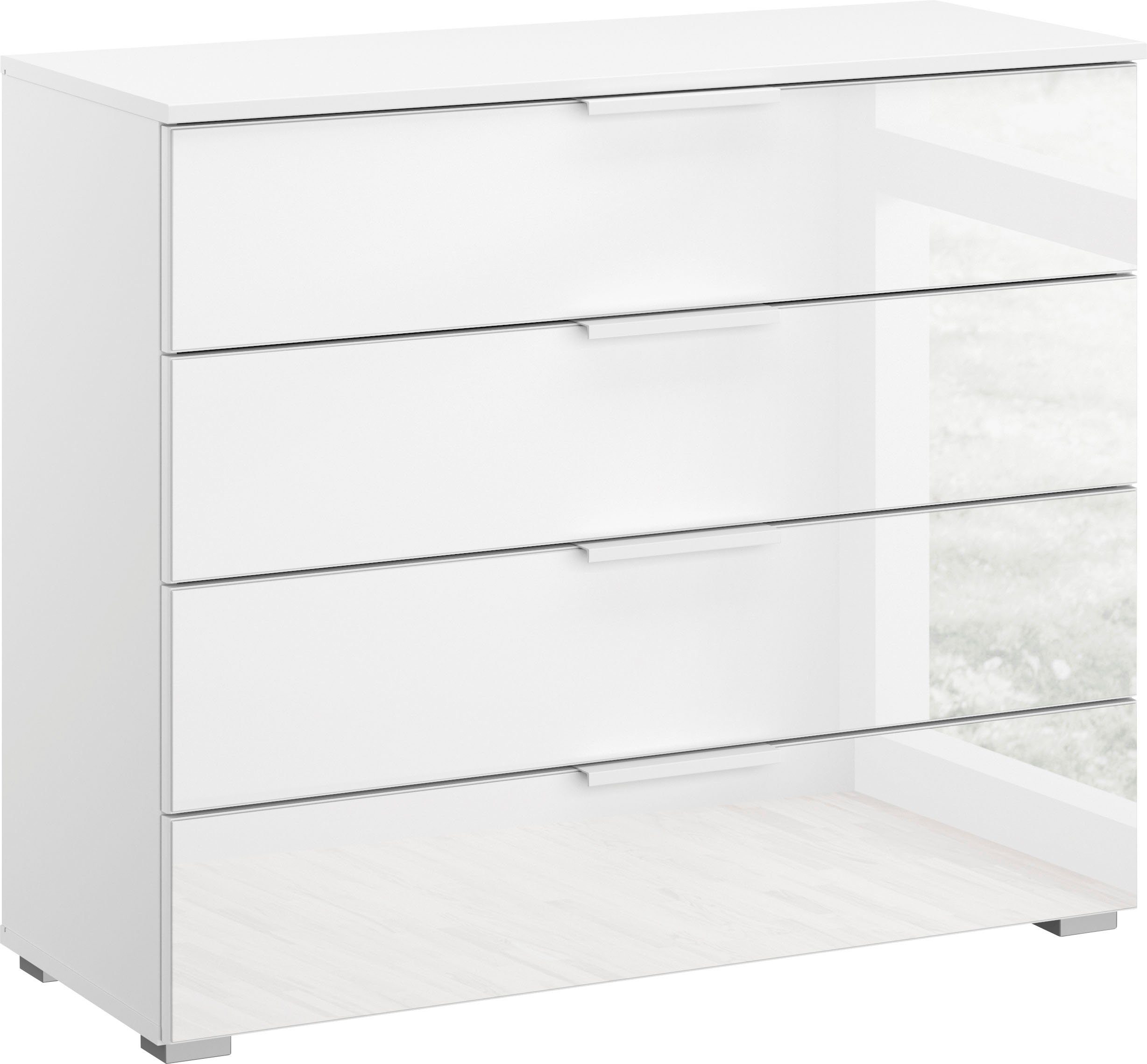 rauch Kommode Koluna, mit Glasfront, 4 Schubkästen, inkl. 6er-Set Filzboxen