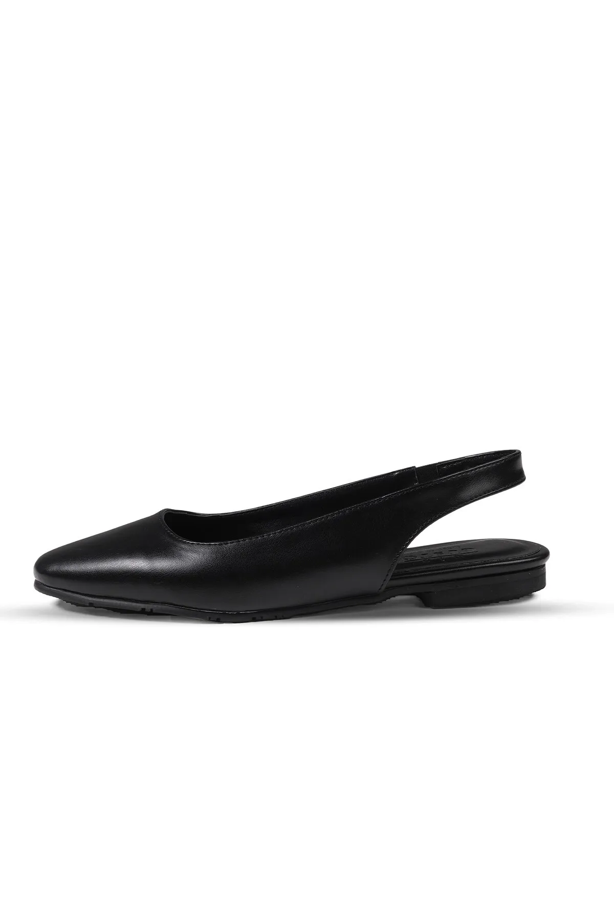 Mio Gusto  Flache Ballerina-Schuhe für Damen von Ally in Schwarz mit offenem Rücken