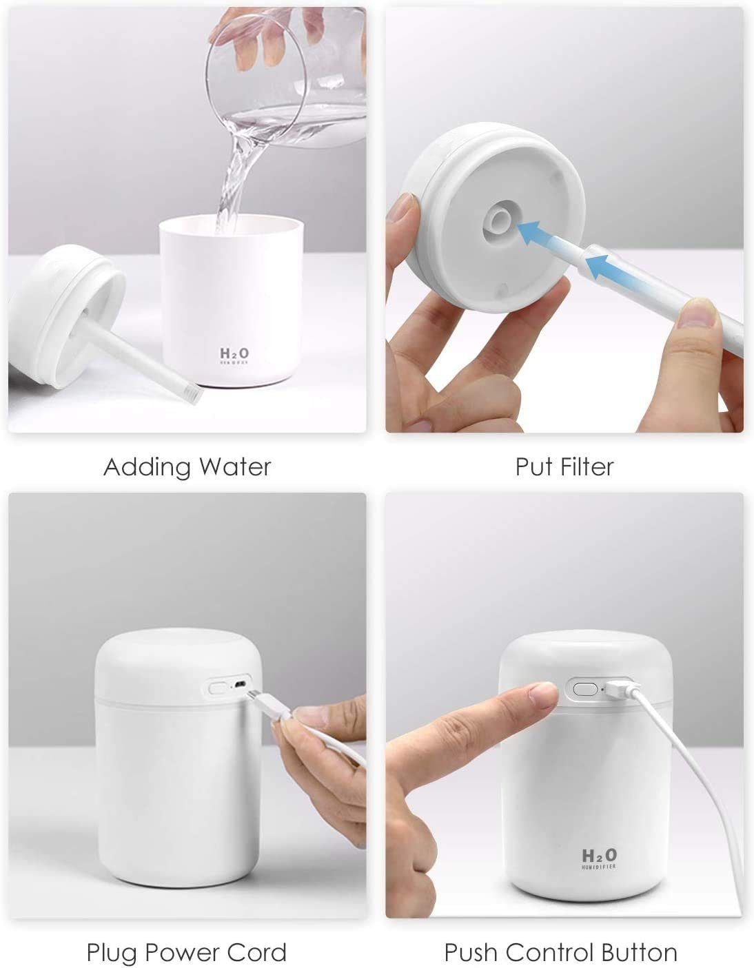DOPWii Luftbefeuchter 300ml Wassertank,Ultraschall,automatischer Abschaltung&Nachtlicht
