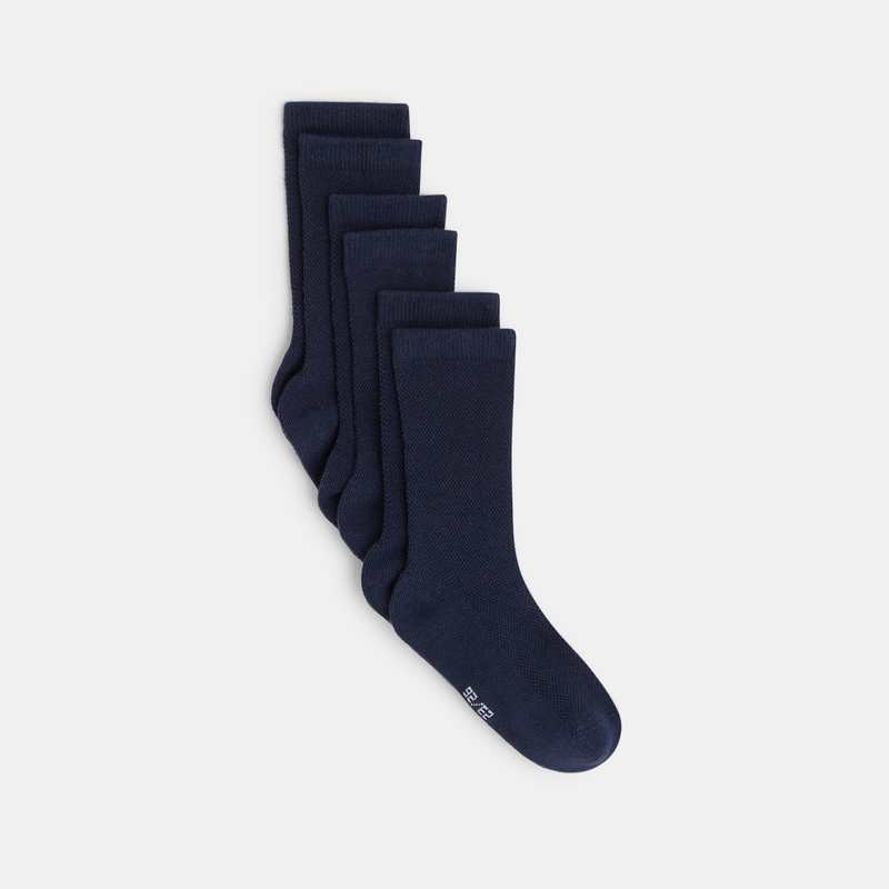Chaussettes unies (lot de 3) bleues garçon