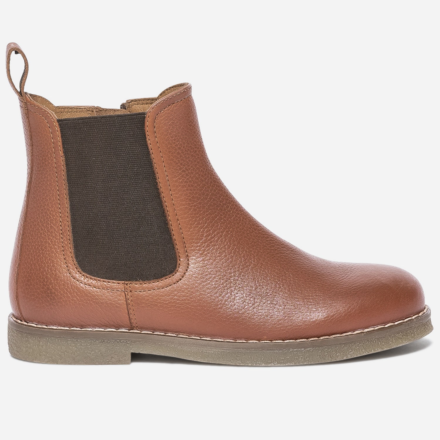 Chelsea boots camel en cuir grainé