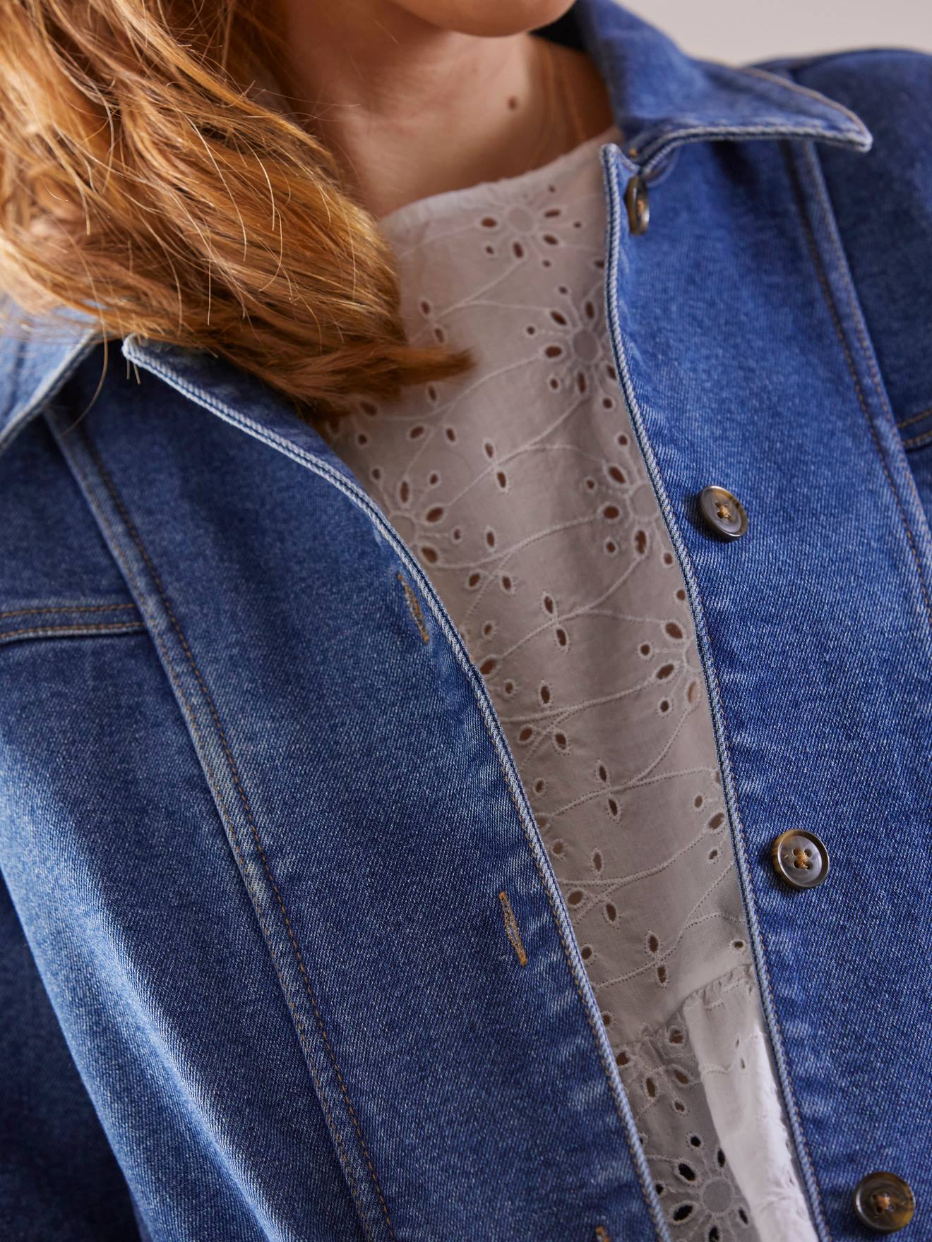 Vertbaudet Jeansjacke, Tragejacke für Schwangerschaft & Stillzeit - blau