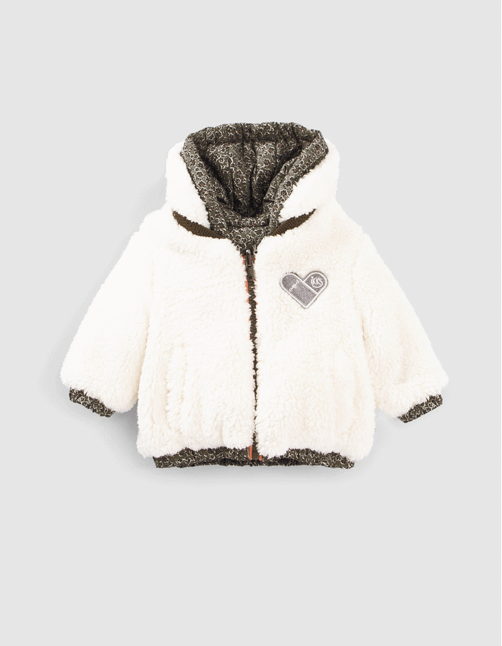 Doudoune réversible léopard floral ou Sherpa bébé fille