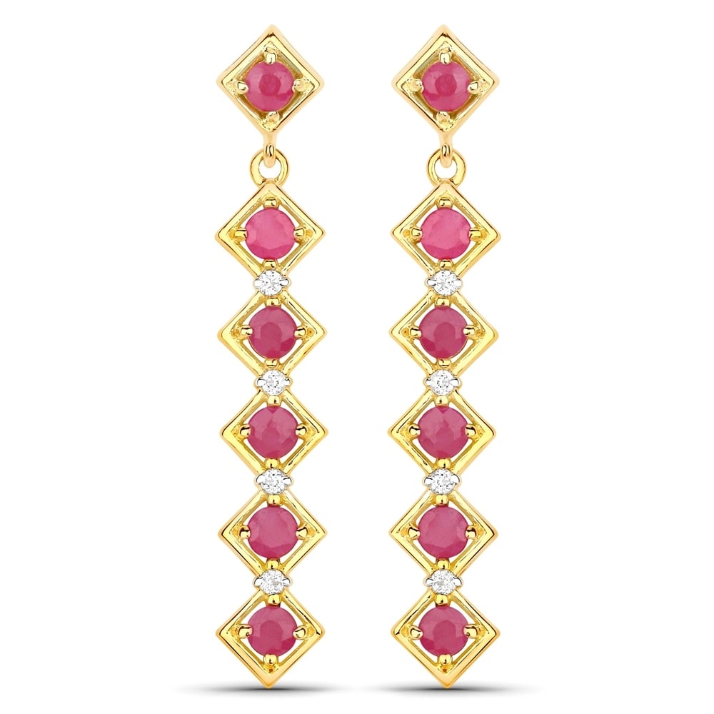 Rafaela Donata Boucles doreilles Argent sterling Rubis en Or jaune Bijoux