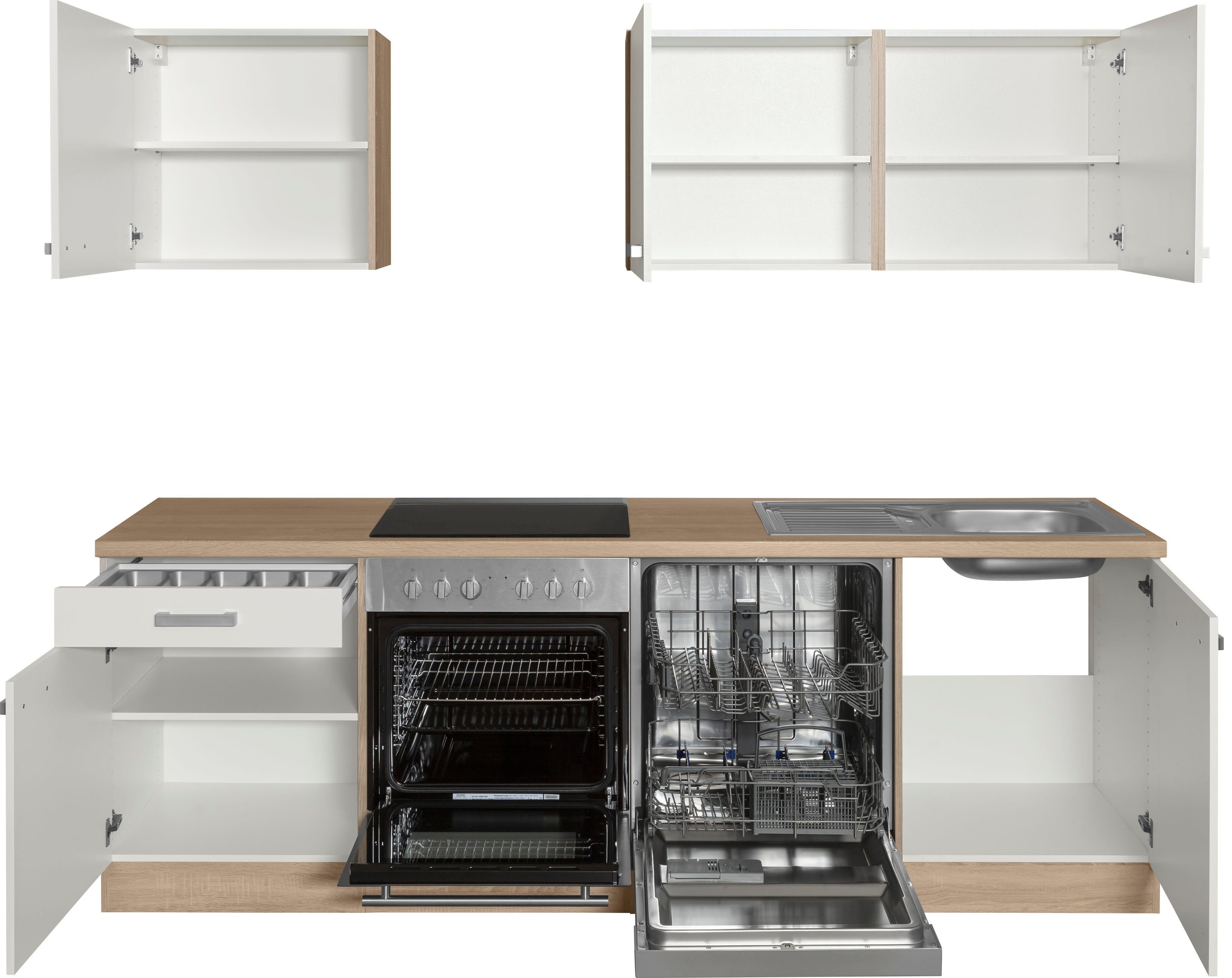 OPTIFIT Küchenzeile Leer, 240 cm breit, inkl. Elektrogeräte der Marke HANSEATIC