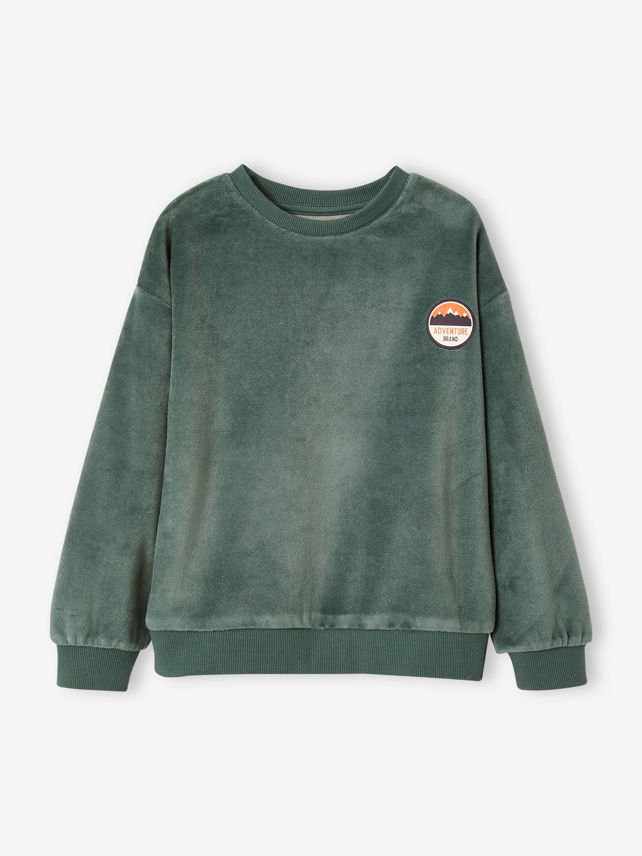 Pyjama coupe sweat velours garçon vert sauge