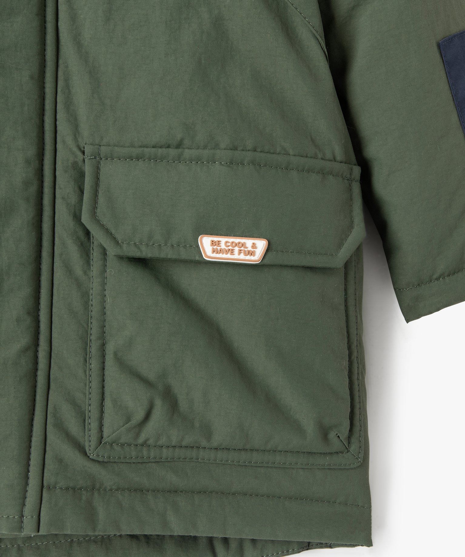 Blouson bébé Garçon matelassé bicolore avec doublure chaude kaki | GEMO