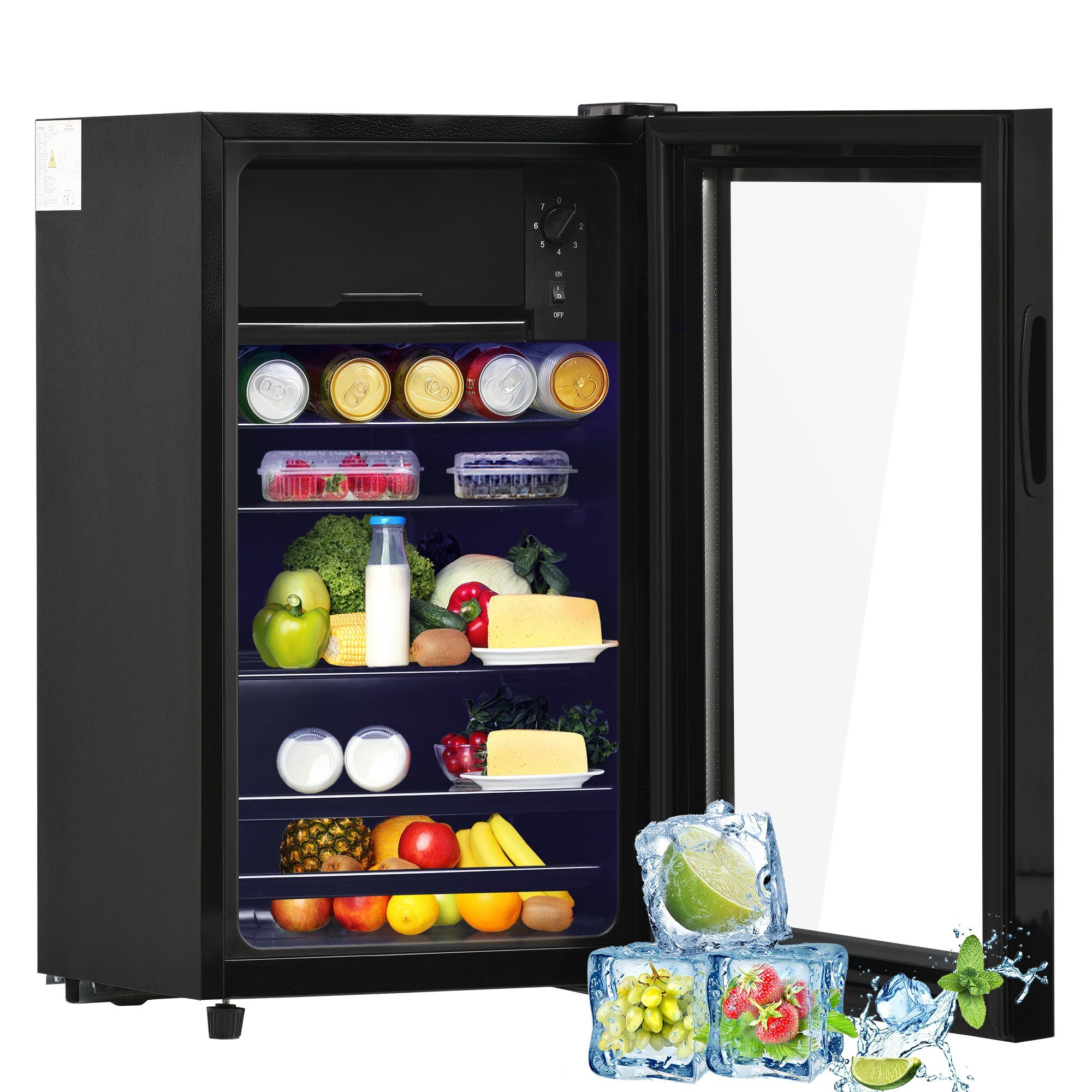 Ulife Getränkekühlschrank SC-76A, 71.6 cm hoch, 40 cm breit, höhenverstellbare Füße, Gefrierfach 6L, Kühlfach 70L, Energieklasse F