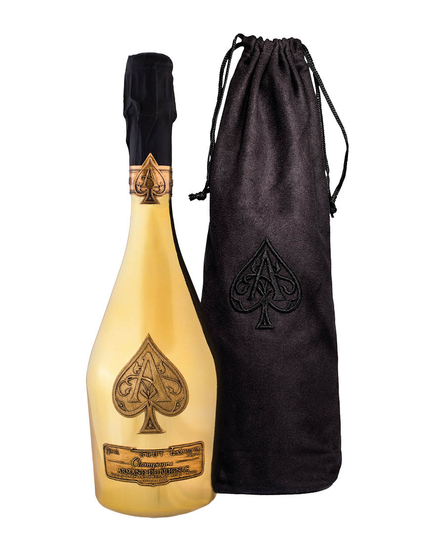 Champagne AOC Brut Gold Armand de Brignac 0,75 ℓ, Sac en velours