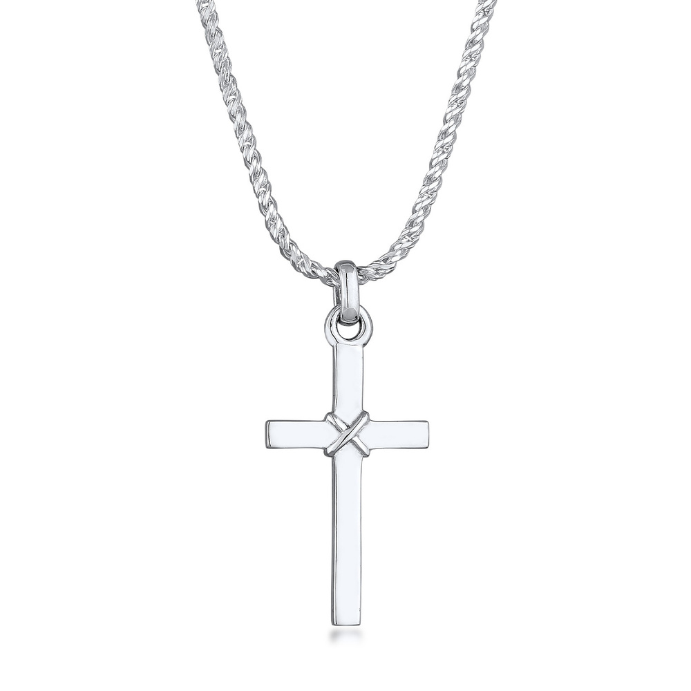 KUZZOI KUZZOI Collier Pendentif Croix pour hommes plat basique en argent sterling 925 collier
