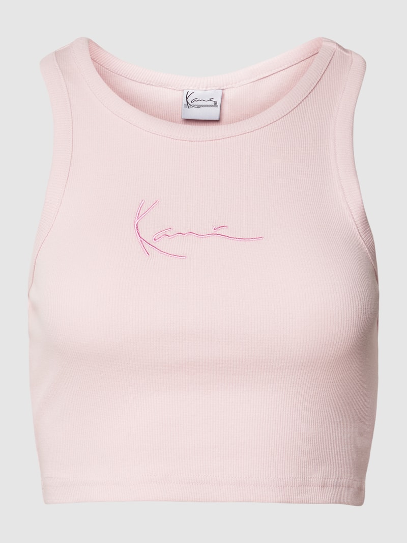 Crop Top mit Label-Stitching in pink