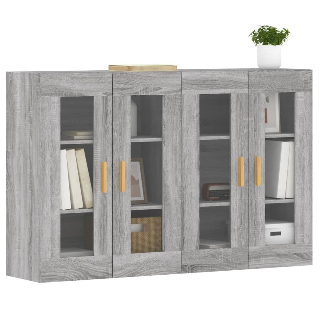 vidaXL Anrichte Wandschränke 2 Stk Grau Sonoma Holzwerkstoff Glas Vitrine Hängeschrank