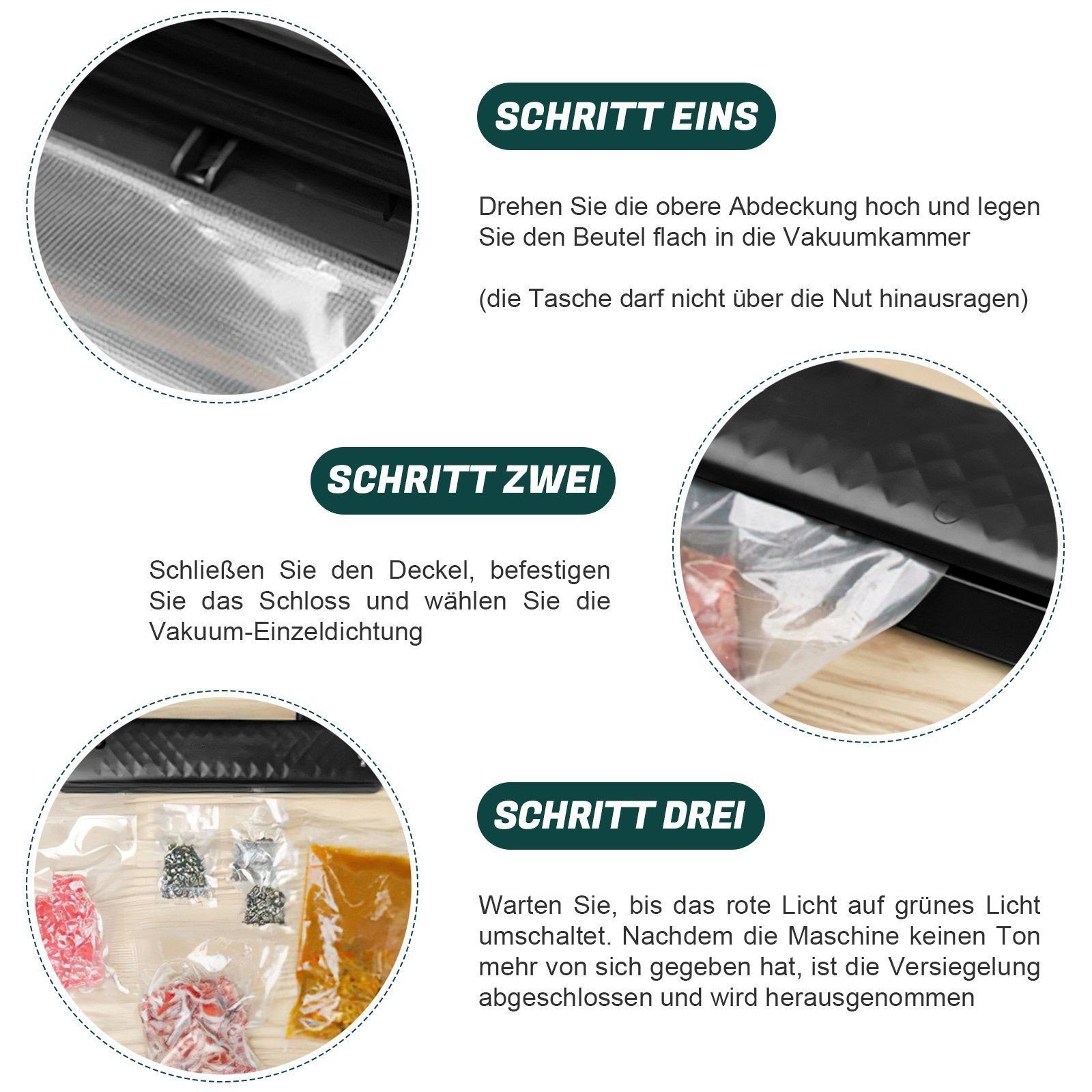 MDHAND Vakuumierer Automatisierung Vakuumiergerät, Inklusive 5 Pack Vakuumierbeutel