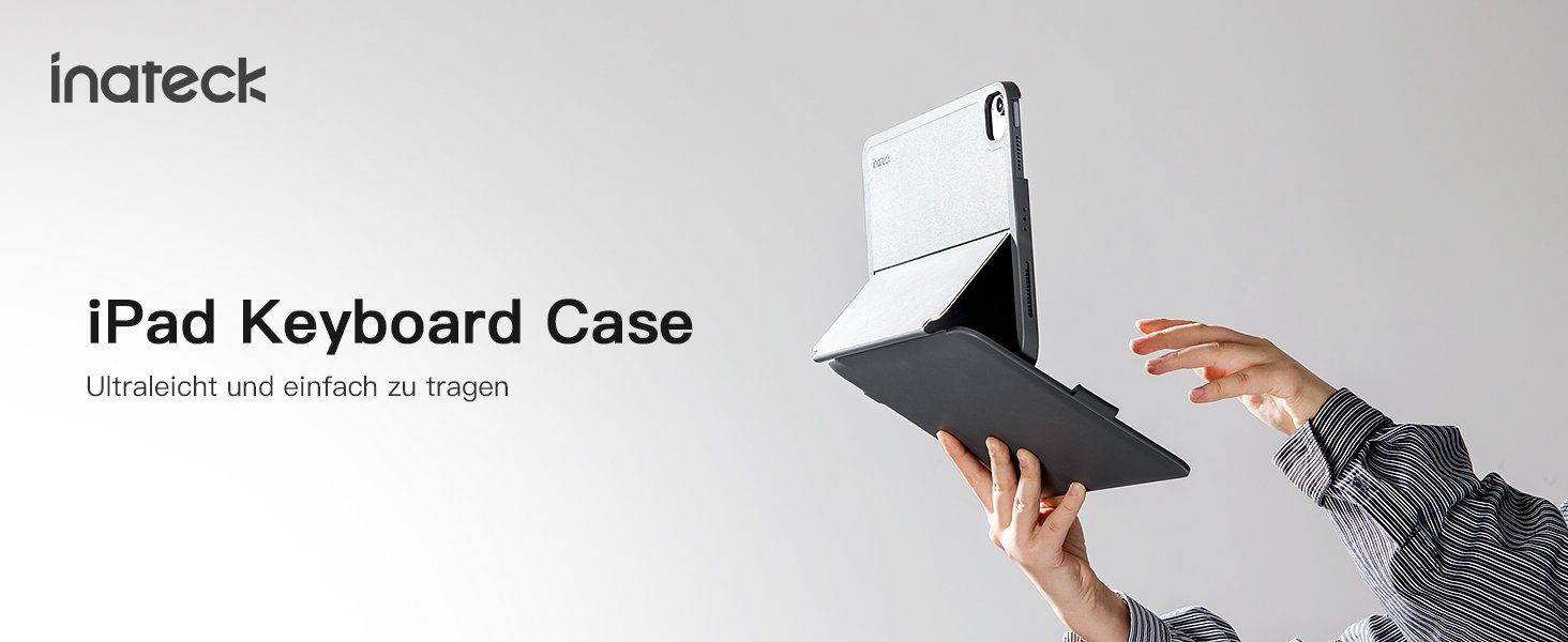 Inateck Ultraleichte Tastatur Hülle für iPad 10th, iPad Air 5/4, iPad Pro 11 iPad-Tastatur (Hoch-/Querformat Verwenden, mit Stifthalter)