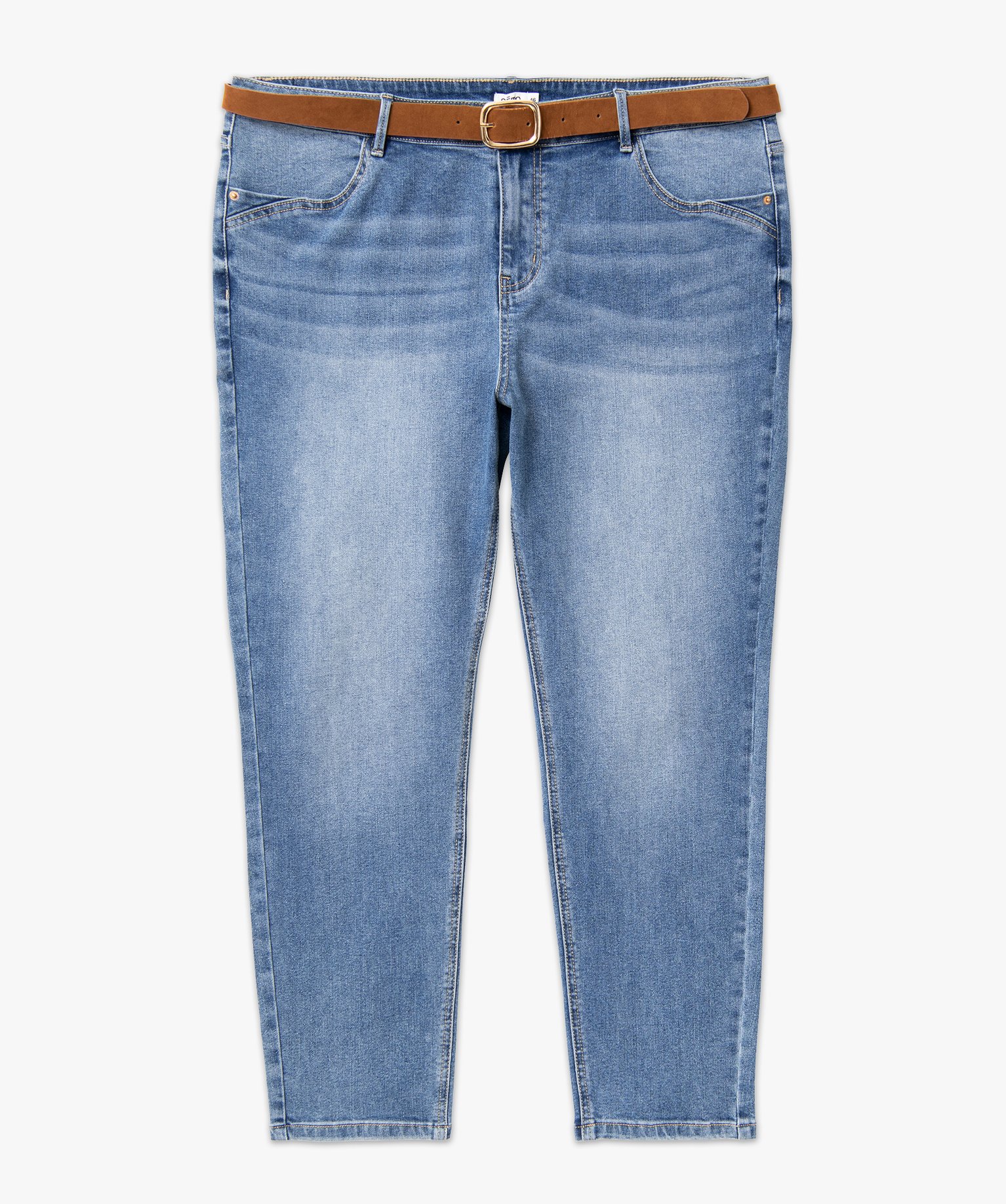 Jean slim 7/8e avec ceinture femme grande taille denim | GEMO