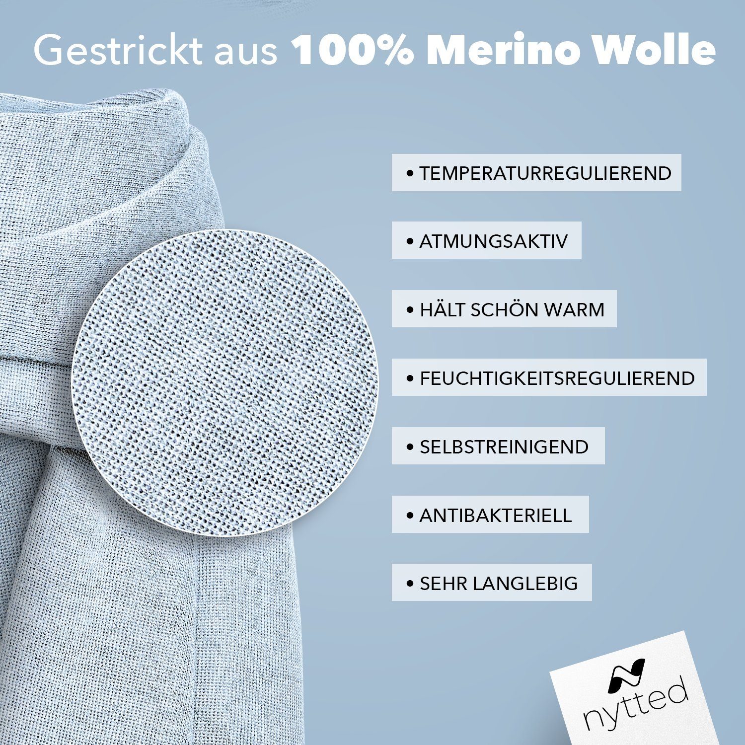 NYTTED® Schal aus 100% feinster Merinowolle für Damen & Herren - Made in Germany