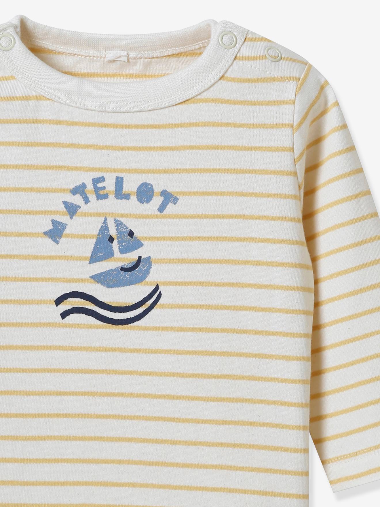 Tee-shirt marinière bébé coton bio Cyrillus jaune
