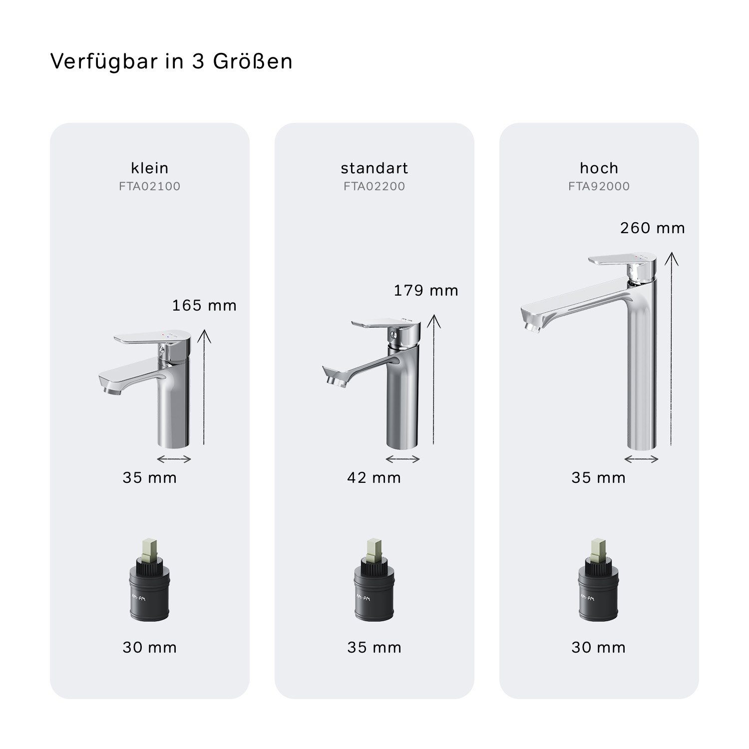 AM.PM Waschtischarmatur Waschbeckenarmatur Wasserhahn Bad Badarmatur Mischbatterie Waschbecken (in 2 Auslaufhöhen/ mit/ohne Klick-Ablaufgarnitur, 1-St., Mischbatterie) geräuscharme keramische Kartusche, Badezimmer Badarmatur