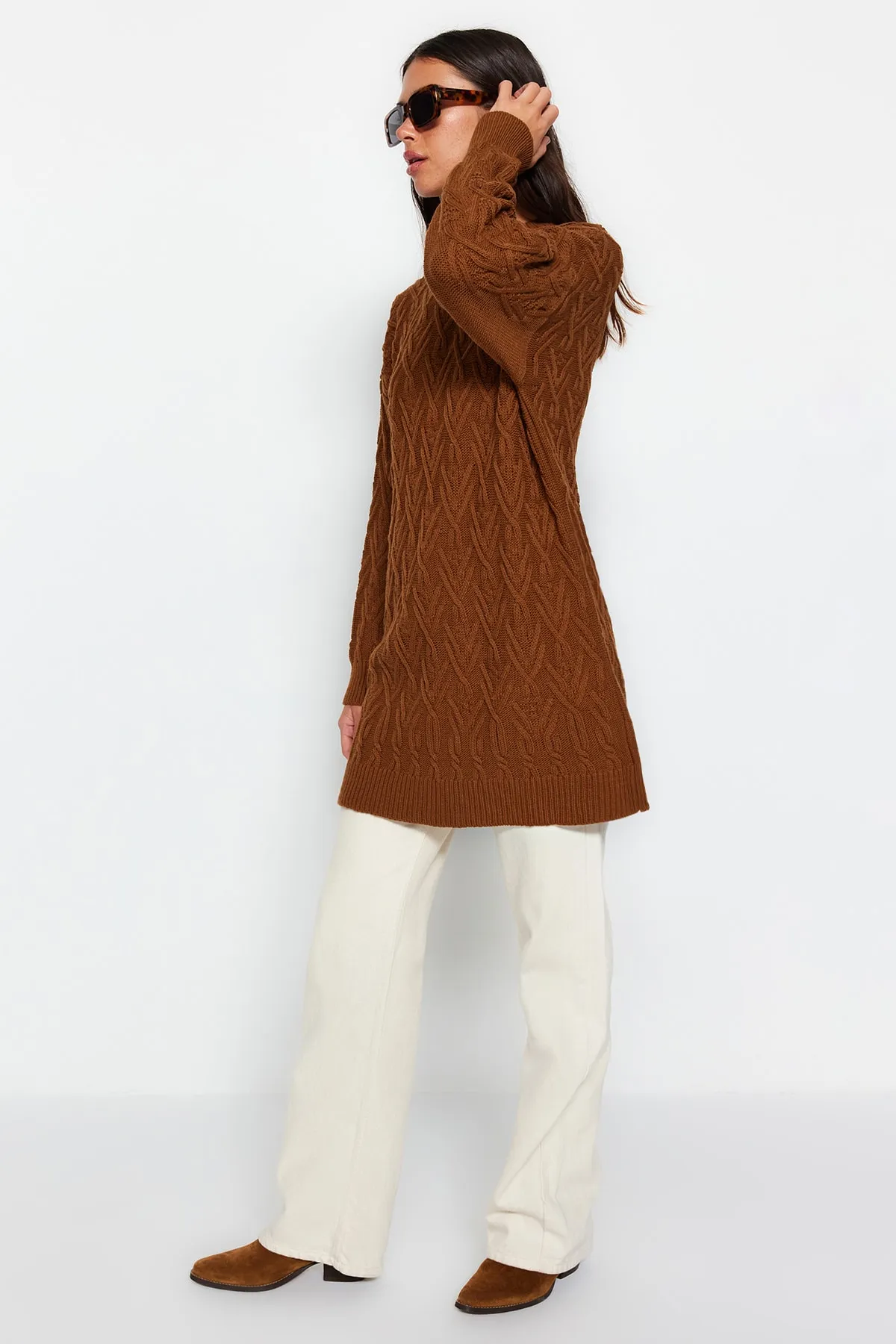 Trendyol Modest  Tile Openwork Rundhals-Strickpullover TCTAW24AK00051