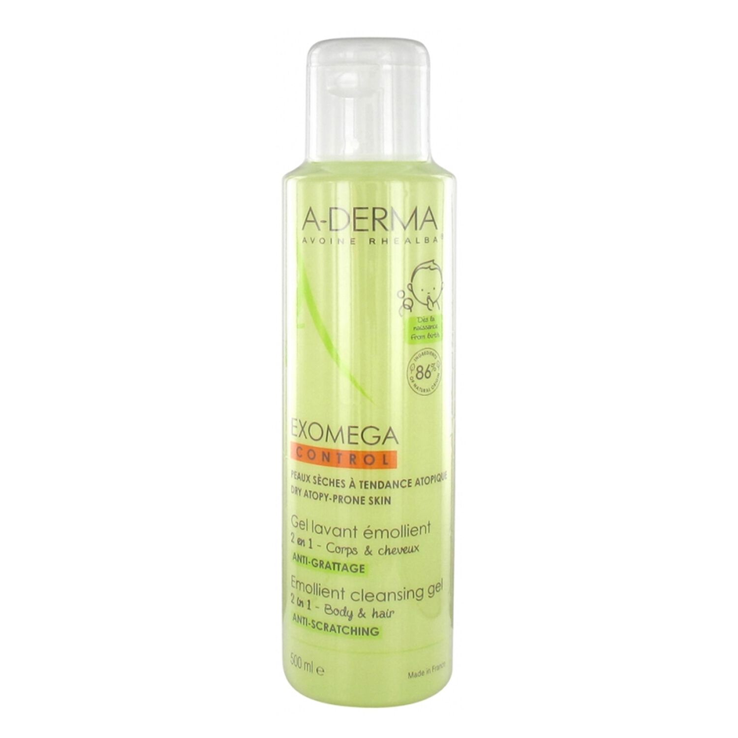 a-derma Exomega Control Gel Lavant Emollient 2en1 Corps & Cheveux 500 ml