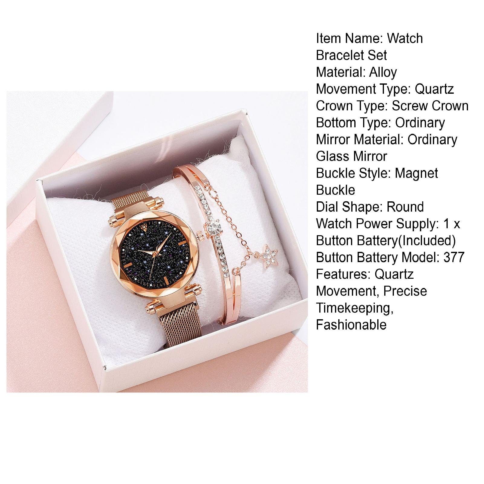 farfi Quarzuhr Starry Sky Damen Armbanduhr Set-Quarzuhr,Armbanduhr mit Armband Kasten, (1 x Uhr 1 x Armband 1 x Aufbewahrungsbox)