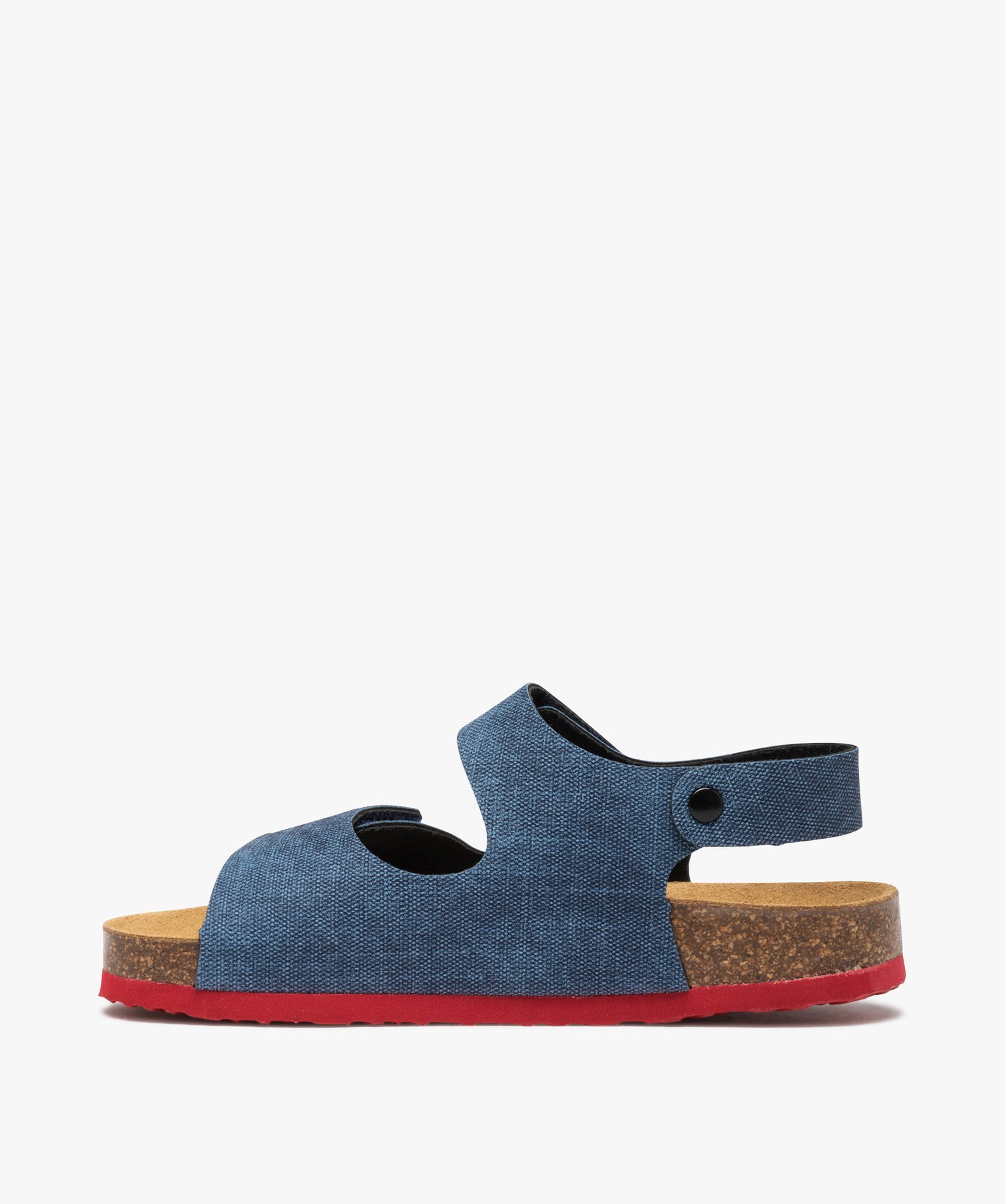 Sandales Garçon imitation denim à brides scratch bleu | GEMO