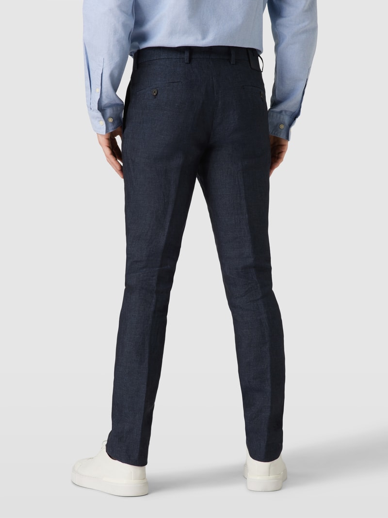 Leinenhose in melierter Optik in dunkelblau