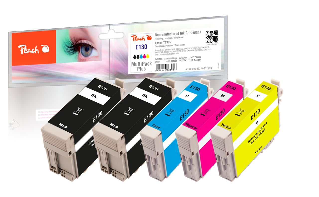 Peach Spar Pack Plus Tintenpatronen ersetzt Epson T1301, T1305