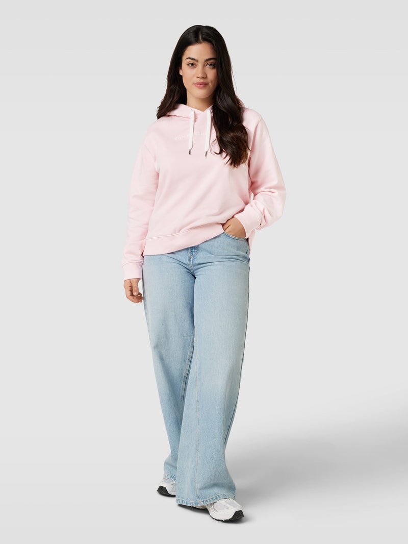 PLUS SIZE Hoodie mit Label-Stitching in hellrosa