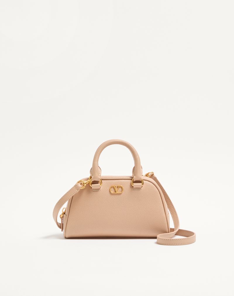 Bolsa tipo mochila Mini VLogo Signature em couro de bezerro granulado